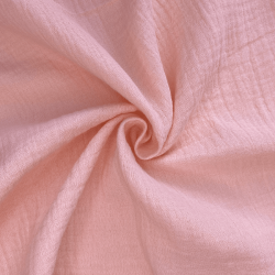 Ткань Муслин Жатый, цвет Нежно-Розовый (на отрез)  в Магадане
