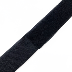 Контактная лента 40мм (38мм) цвет Черный (велькро-липучка, на отрез)  в Магадане